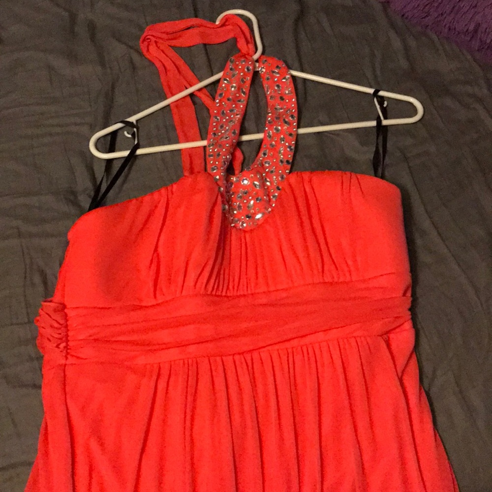 long orange dress